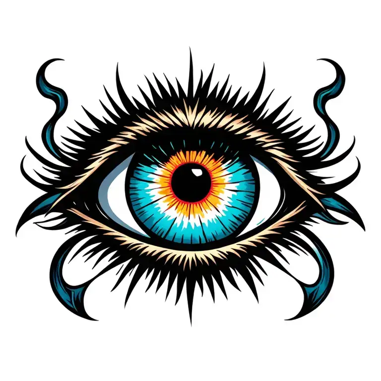 Men Evil Eye Chest Tattoo On Left Side