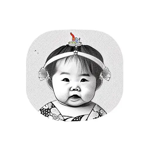 Chubby Baby Princess Holding A Pot Of Honey