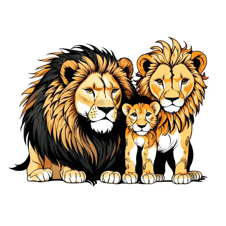 A Lioness And Her Lion Cub