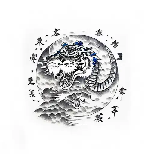 Tiger Fights Dragon Under The Moon