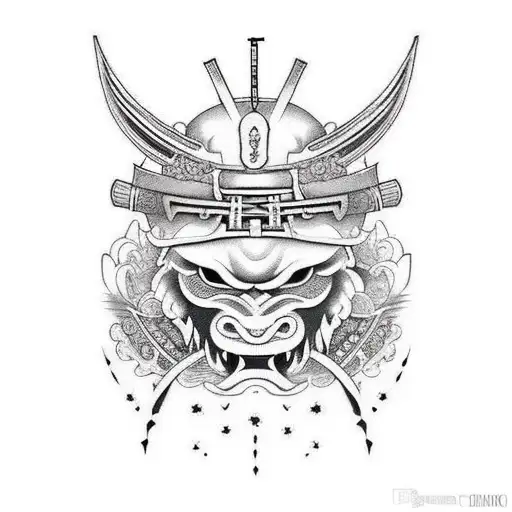 Boca De Un Samurai Con Colmillos