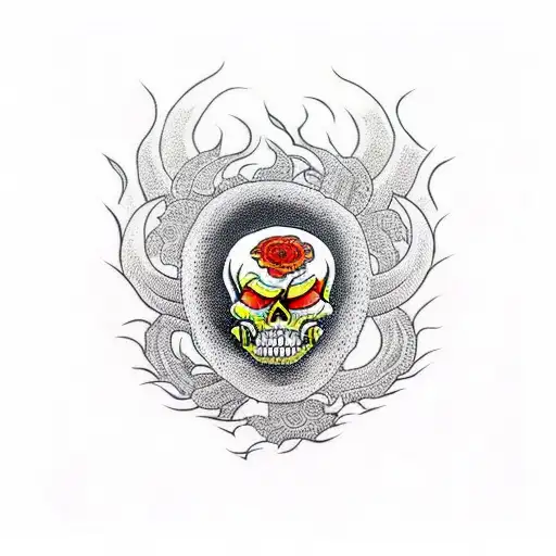 Fire Skull With Guns