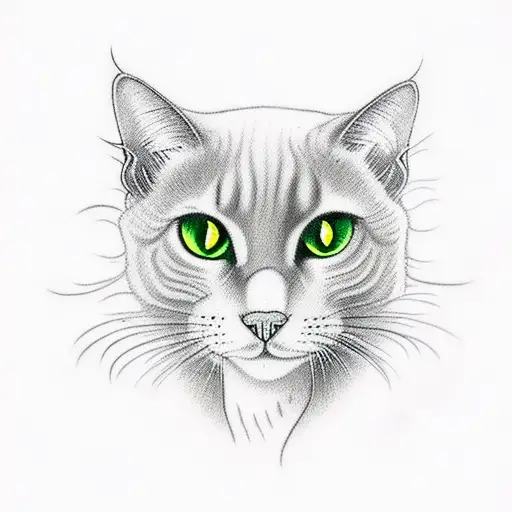 Black Cat With Green Eyes And Pointy Ears