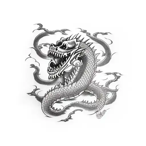 Dead Men Tell No Tales Written On Katana Surrounded By Dragon