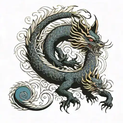 Nine Tailed Fox Fights Dragon