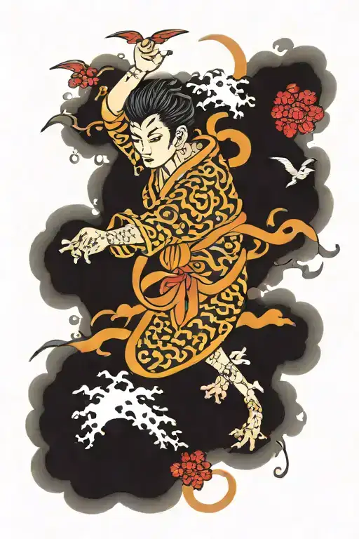 Gradient In Japanese Realism Style And