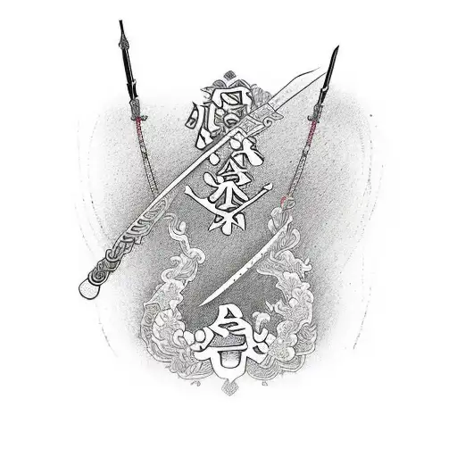 Long Sword With The Japenese Words Fall In Love With Yourself First Written In It