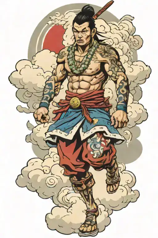 Filipino Warrior Surrounded By Japanese Clouds Surrounding