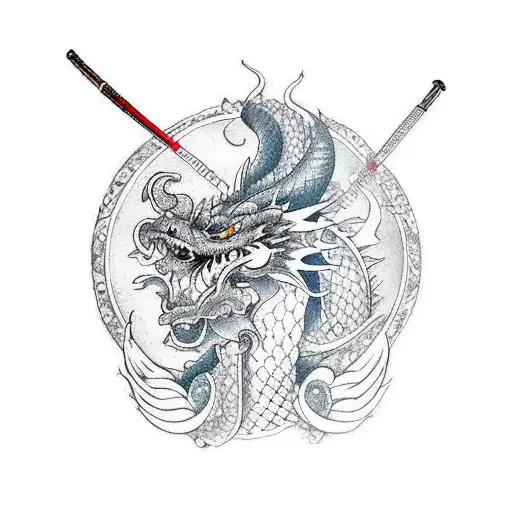 Long Japanese Samurai Dragon