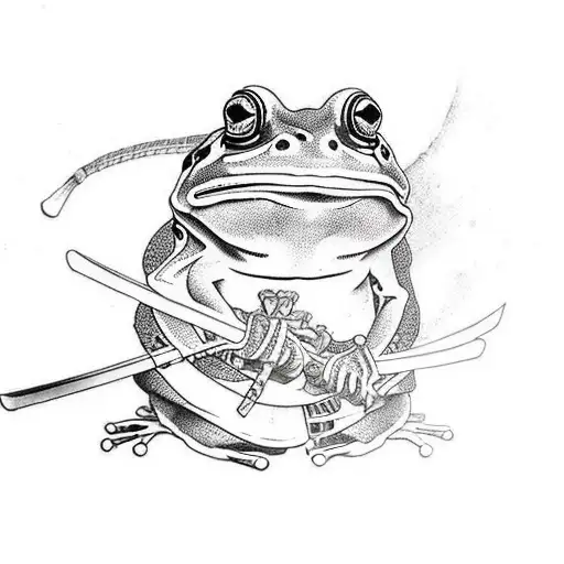 Frog Wielding 2 Samurai Swords