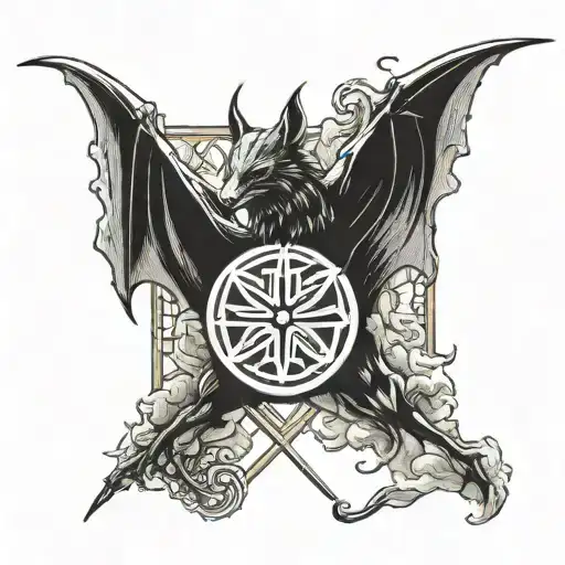 Christopher Nolan Bat Symbol With Witcher Magic Symbol In Middle