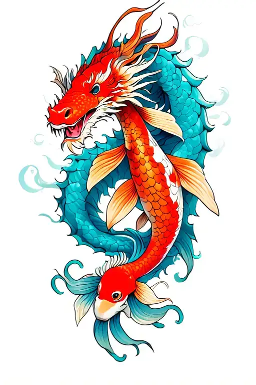 Dragon With Koi Fish Transforming