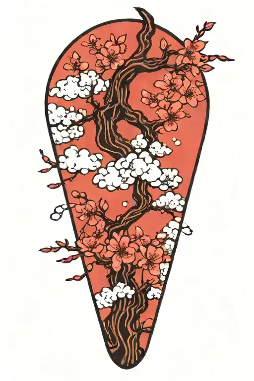 Japanese Cherry Blossom With Clouds