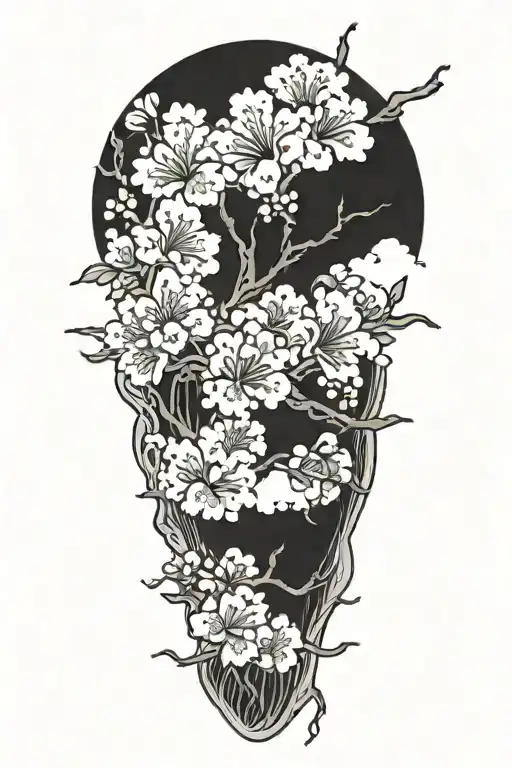 Japanese Cherry Blossom With Clouds Floating