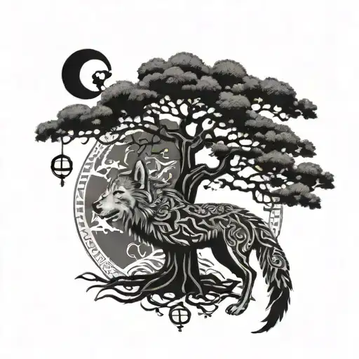 Tree Of Life And Wolf
