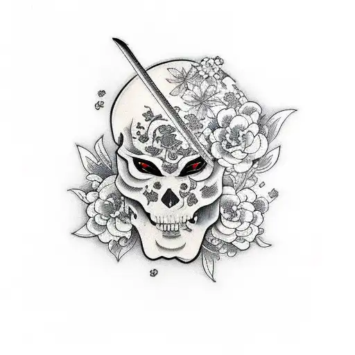 A Katana Creares With Flowers