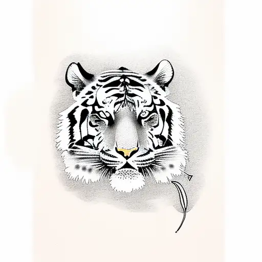 Tiger On An Orange Blossom Tree Branch