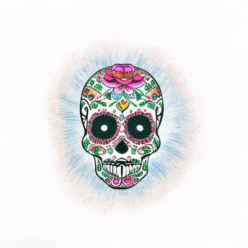 Mexican Sugar Skull With Palm Trees