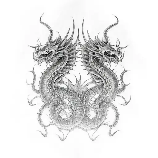 Red Dragon Twisted Versus Blue Squid Epic Battle Waves Japanese Style