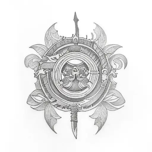 Laurel Wreath With Small In Between With Sword