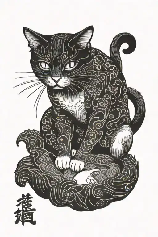 Black And White Cat Sitting