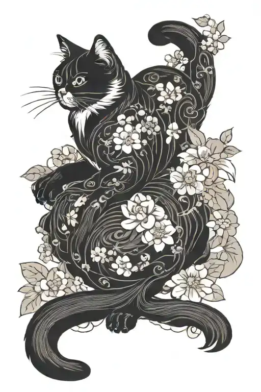 White And Black Cat Sitting