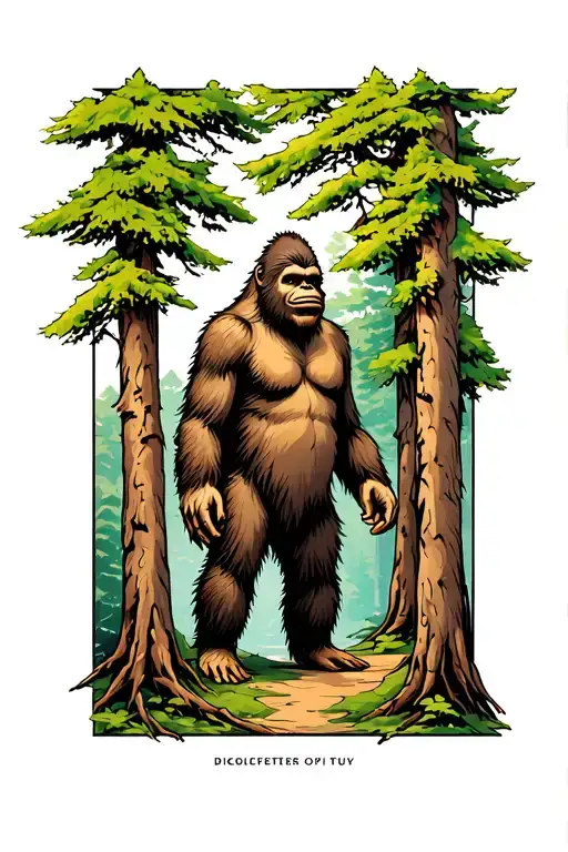 Bigfoot Looking Out From The Trees