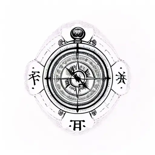 Dragon Behind Compass With Pocket Watch