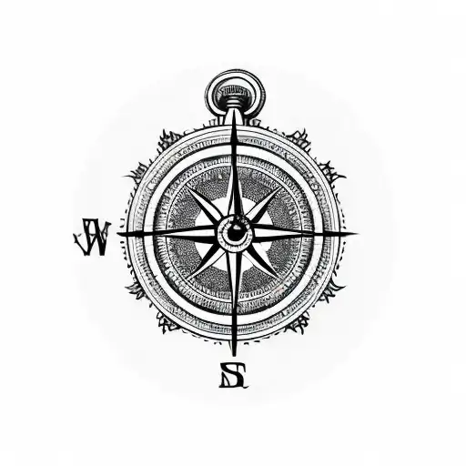 Flowers Behind Compass With Pocket Watch