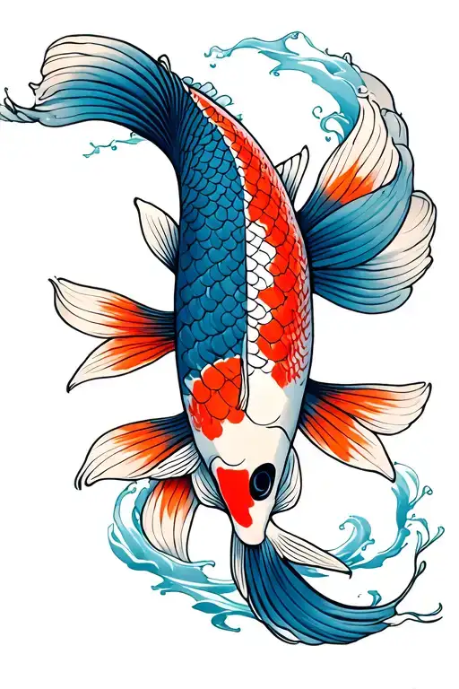 Kabuki Koi Fish Swimming