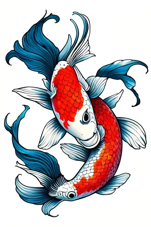 Kabuki Koi Fish Swimming
