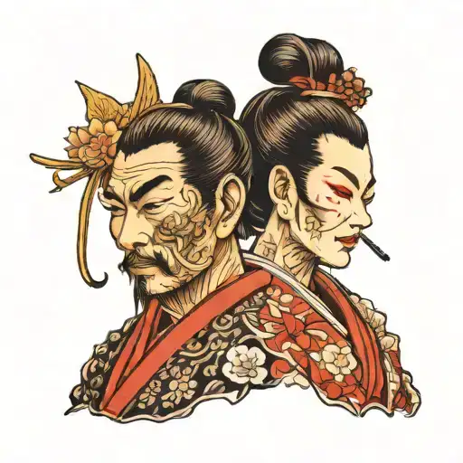 Samurai And Geisha Face