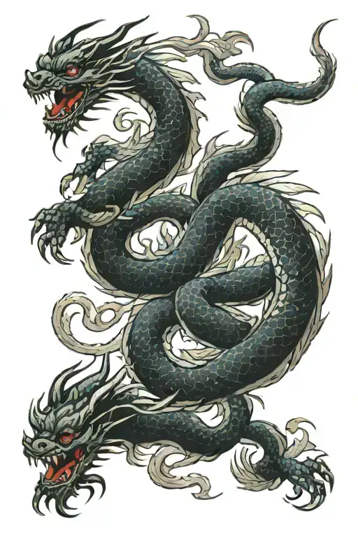 Dragon In Japanese Style On The Back