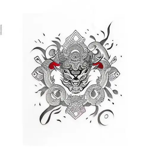 Asian Style Shoulder Tattoo Men