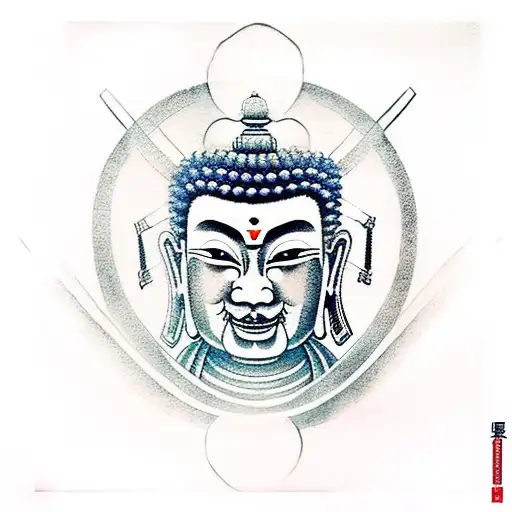 A Samurai Buddha Wielding A Paintbrush Instead Of A Sword