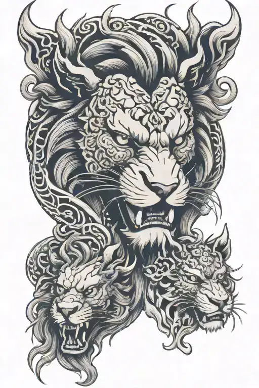 Lion And Wolf And Dragon