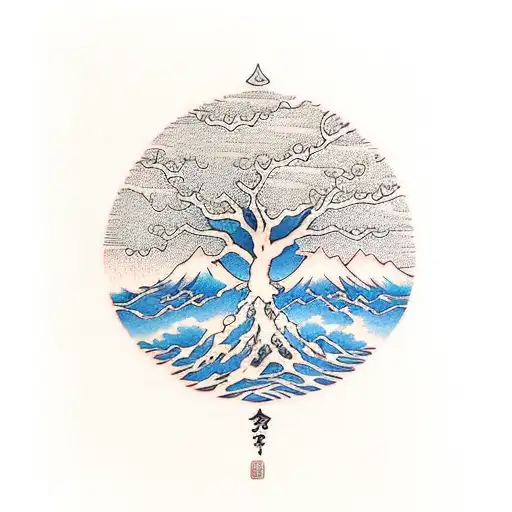 Tree Of Life Mountains Water Bike