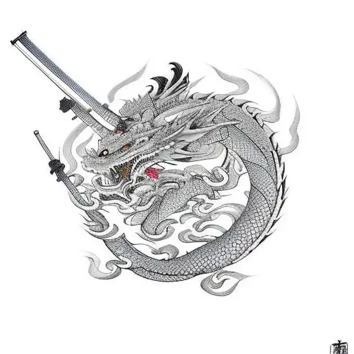 Samurai Seppuku Flowers Dragon Scary Beautiful