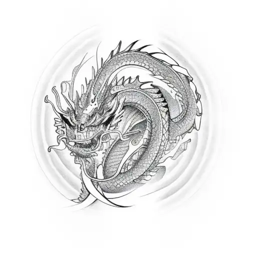 Line Art Style Tattoo Design Dragon