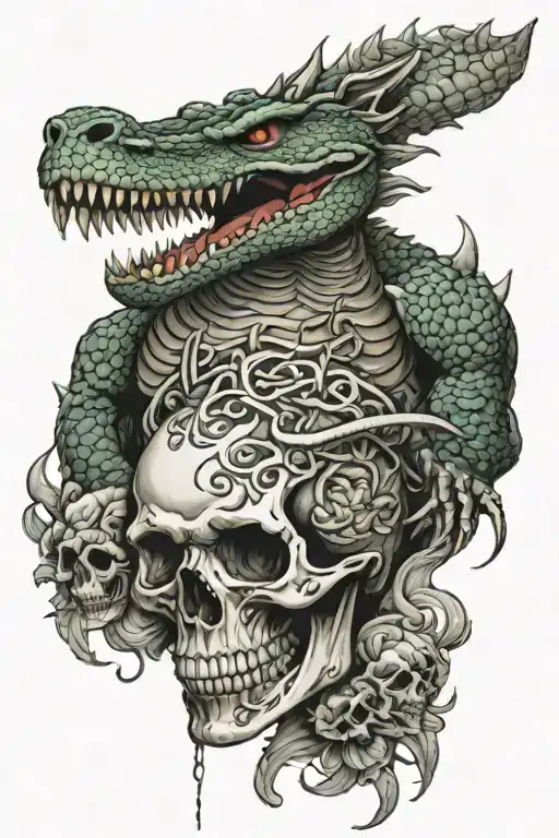 Crocodille And Skull Wearing