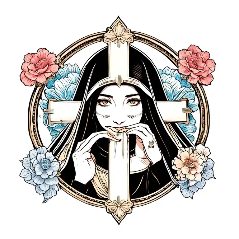 Whore Nun Biting Cross