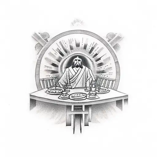 Jesus Last Supper With Doves And Cross