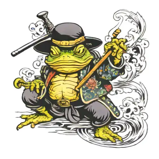 Samurai Toad Smoking A Pipe