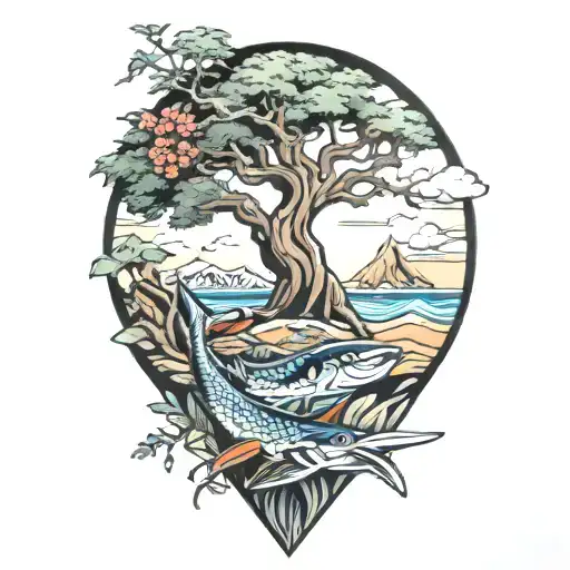 Wahoo And A Live Oak And A Beach