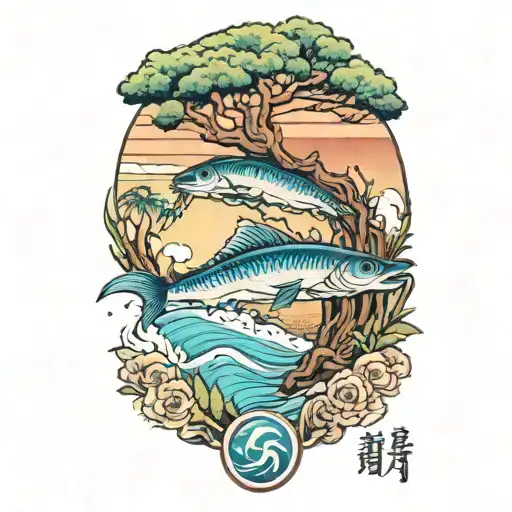 Wahoo And A Live Oak And A Beach