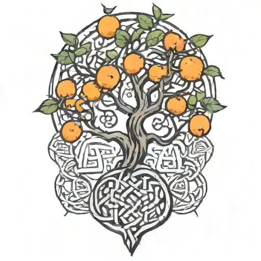 Orange Tree And Celtic Knot Heart
