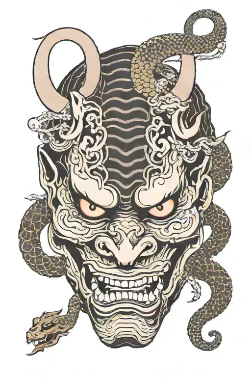 Hannya Mask With Snake