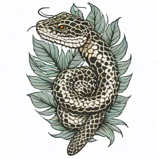 Diamondback Rattlesnake Palm Leaves