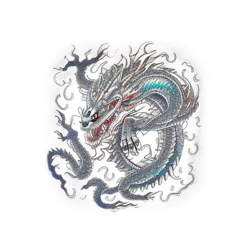 A Fierce Dragon Emerging From A Circuit Board