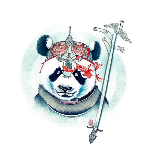 A Panda Bear Wearing Armor And Holding A Sword